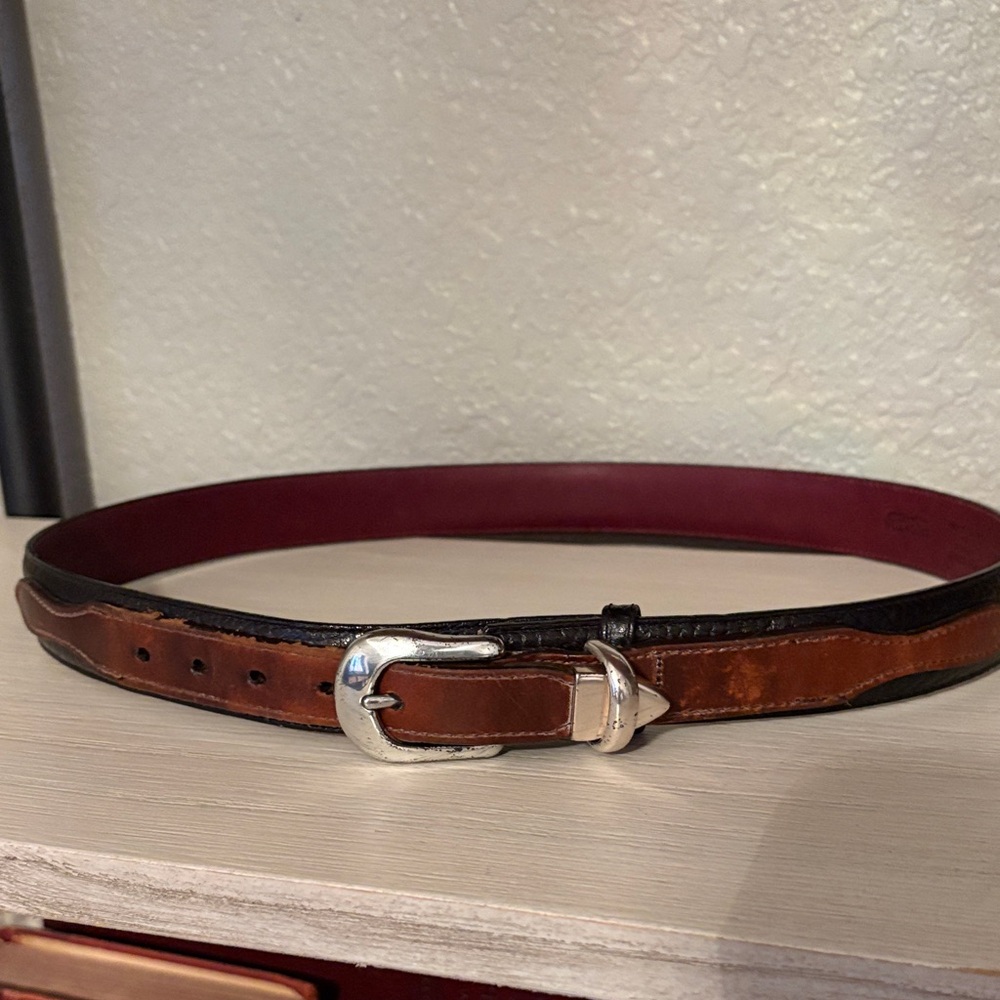 Brighton Elk Grain Brown Black Belt